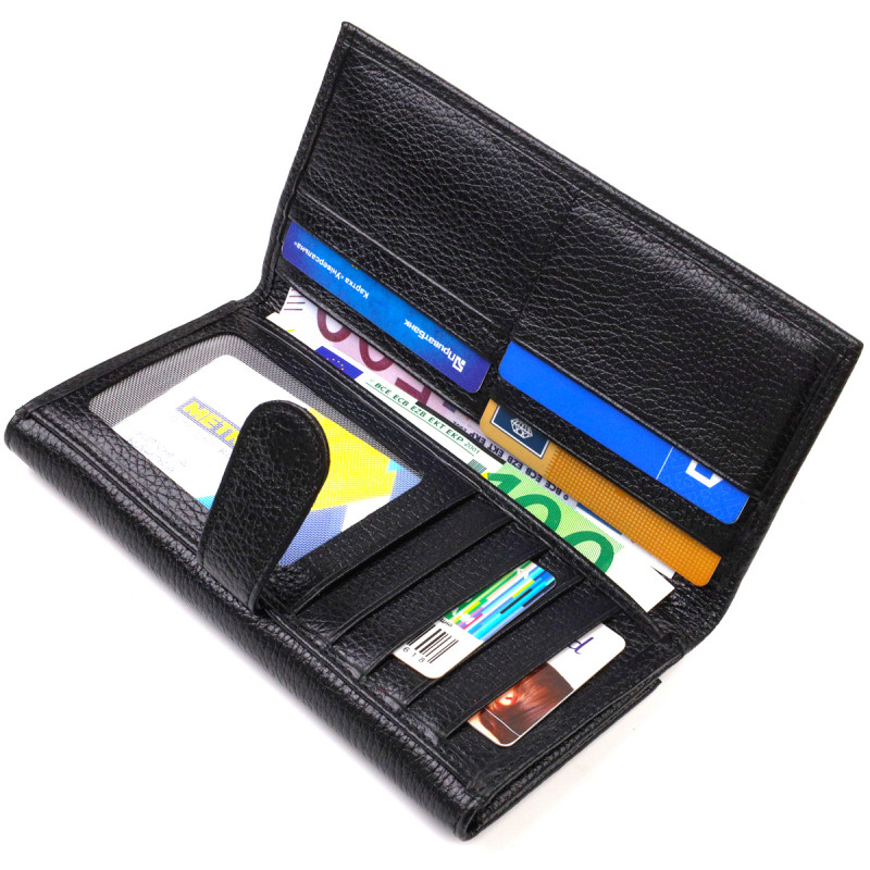 Уникальное портмоне унисекс из натуральной мелкозернистой кожи CANPELLINI Черное