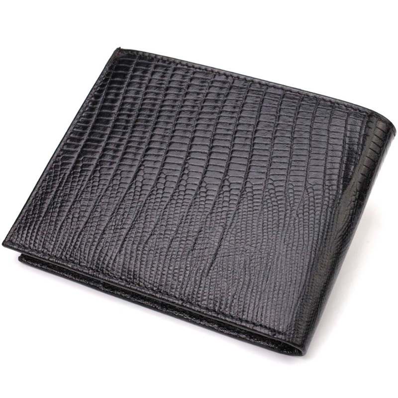 Практичний чоловічий портмоне з натуральної фактурної шкіри CANPELLINI Чорний