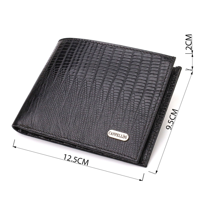 Практичний чоловічий портмоне з натуральної фактурної шкіри CANPELLINI Чорний