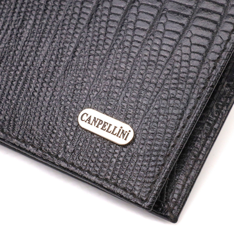 Практичний чоловічий портмоне з натуральної фактурної шкіри CANPELLINI Чорний