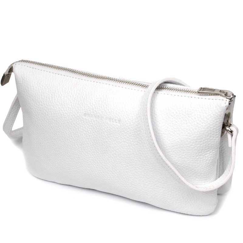 Стильний жіночий клатч із натуральної шкіри GRANDE PELLE Білий
