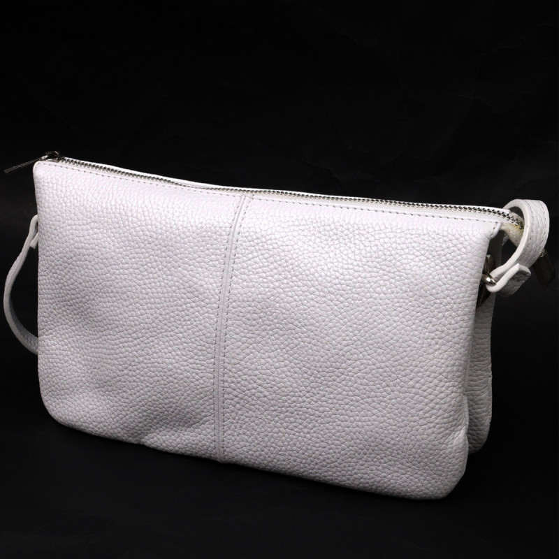 Стильний жіночий клатч із натуральної шкіри GRANDE PELLE Білий
