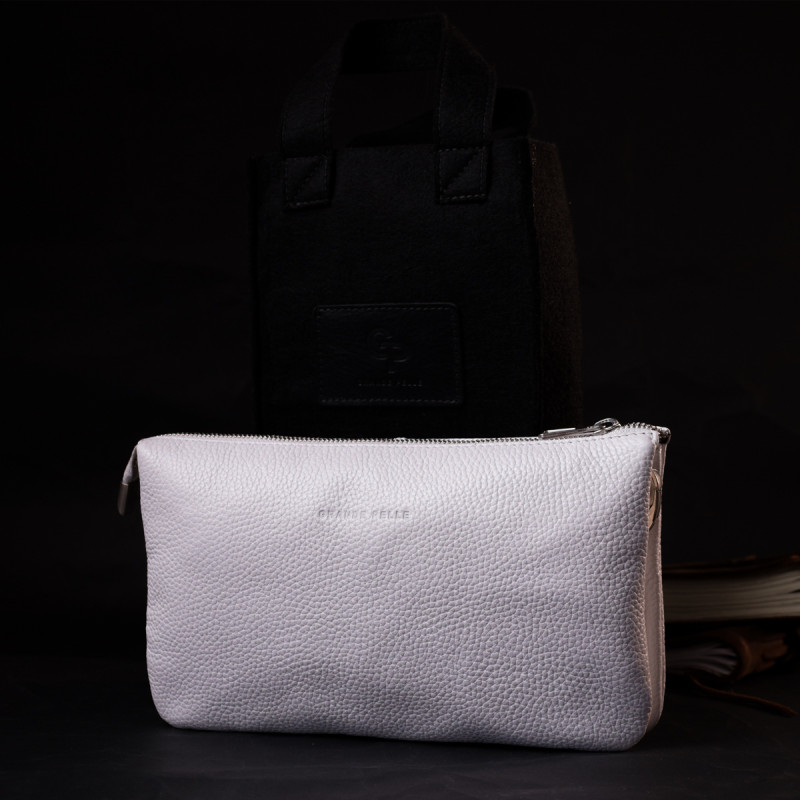 Стильний жіночий клатч із натуральної шкіри GRANDE PELLE Білий