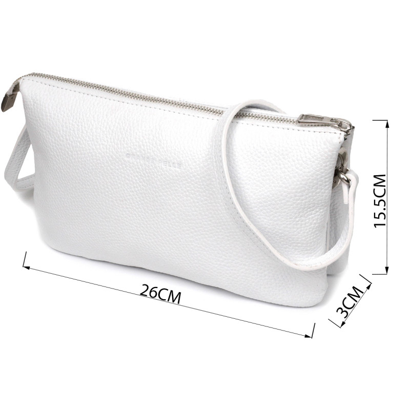 Стильний жіночий клатч із натуральної шкіри GRANDE PELLE Білий