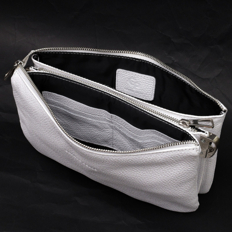 Стильний жіночий клатч із натуральної шкіри GRANDE PELLE Білий