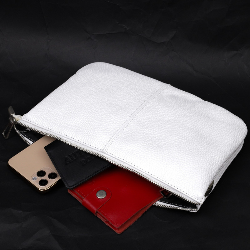 Стильний жіночий клатч із натуральної шкіри GRANDE PELLE Білий