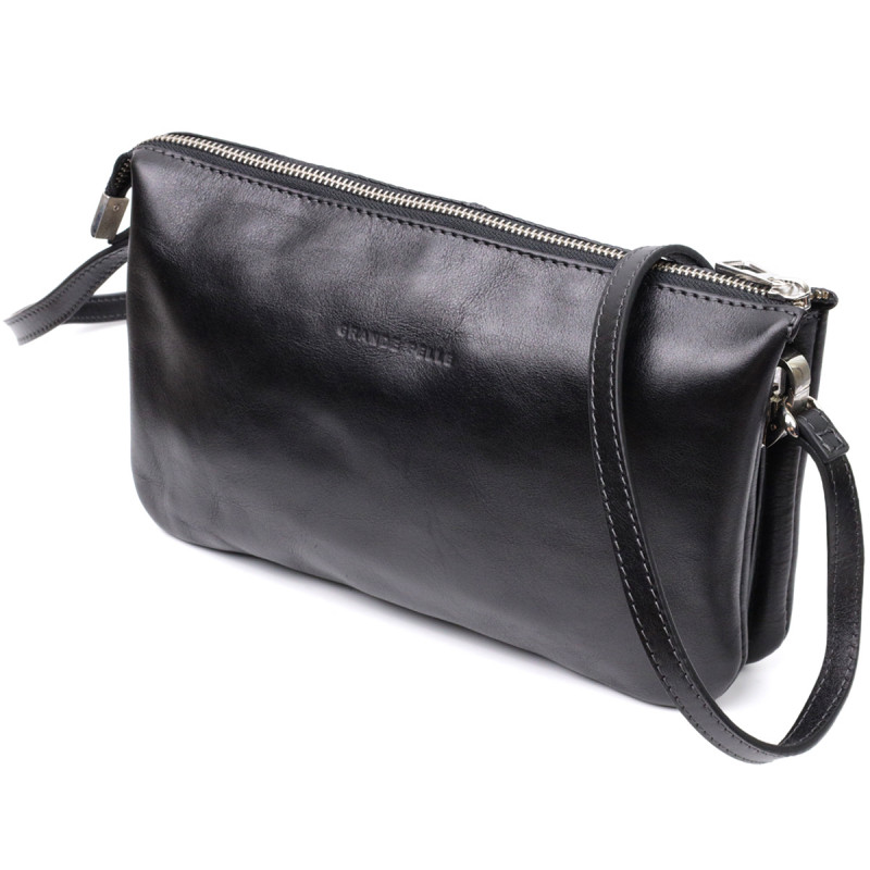 Розкішний жіночий клатч із натуральної шкіри GRANDE PELLE Чорний