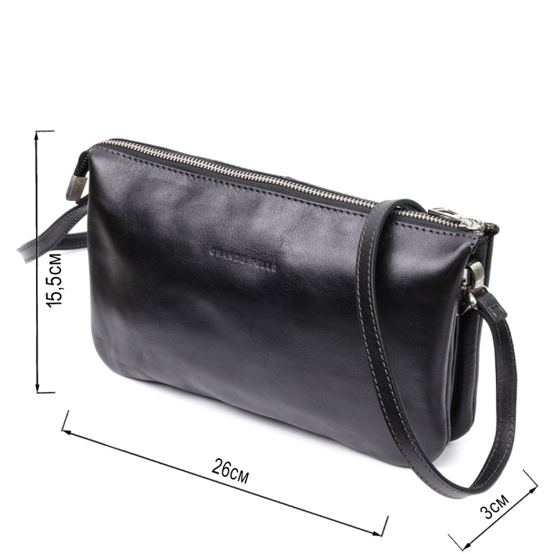 Розкішний жіночий клатч із натуральної шкіри GRANDE PELLE Чорний