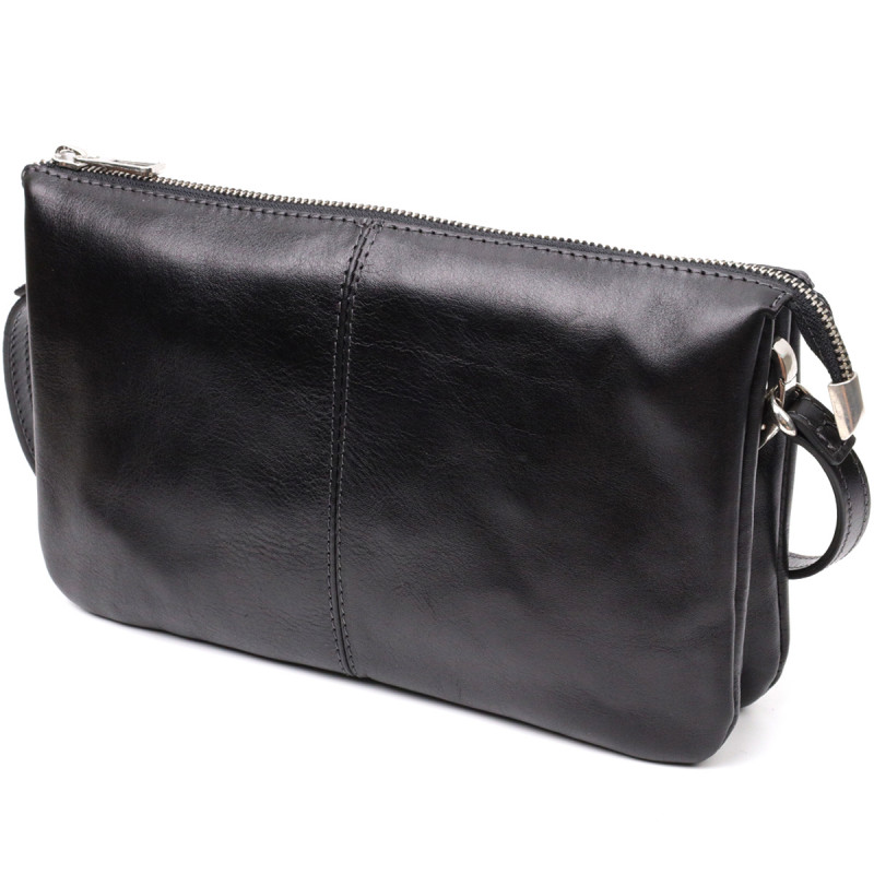 Розкішний жіночий клатч із натуральної шкіри GRANDE PELLE Чорний