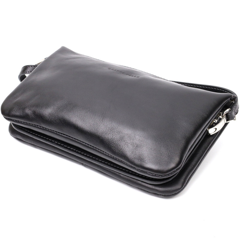 Розкішний жіночий клатч із натуральної шкіри GRANDE PELLE Чорний