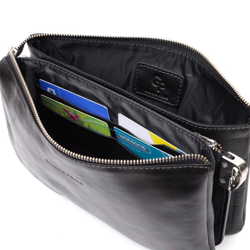 Розкішний жіночий клатч із натуральної шкіри GRANDE PELLE Чорний