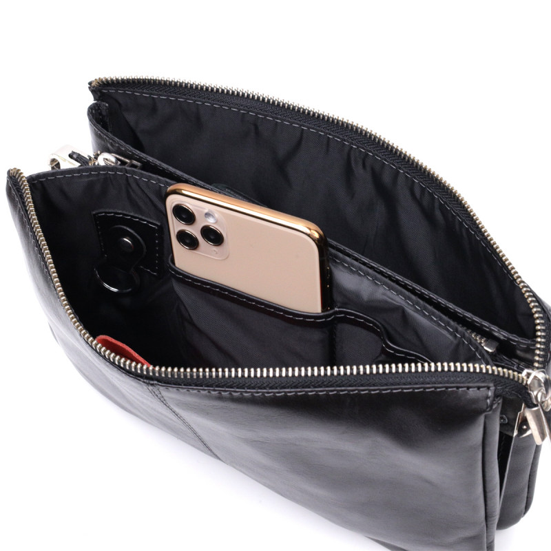 Розкішний жіночий клатч із натуральної шкіри GRANDE PELLE Чорний