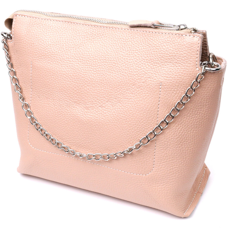 Оригинальная женская сумка из натуральной кожи GRANDE PELLE Пудровая