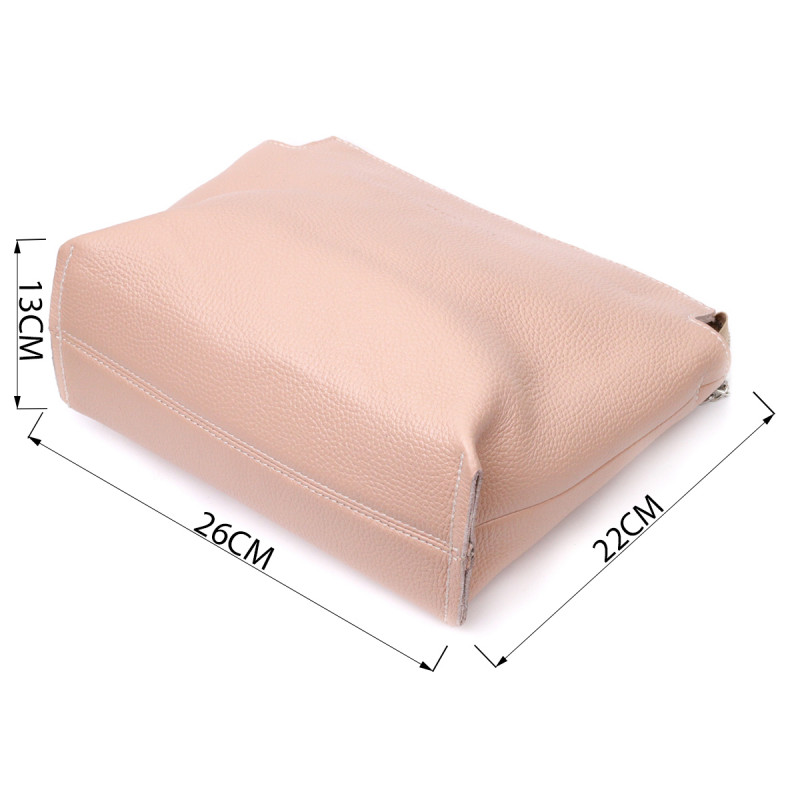 Оригинальная женская сумка из натуральной кожи GRANDE PELLE Пудровая