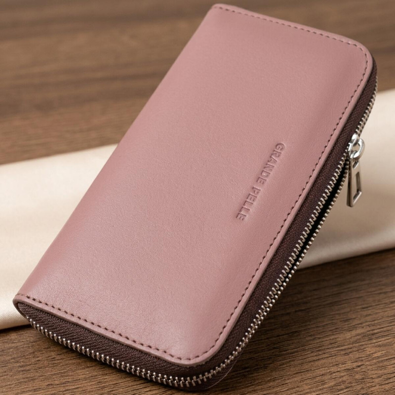 Практичное портмоне з натуральної шкіри GRANDE PELLE Пудровий