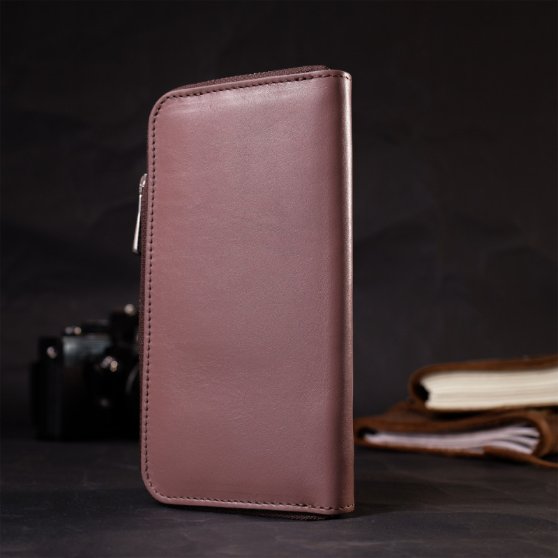 Практичное портмоне з натуральної шкіри GRANDE PELLE Пудровий