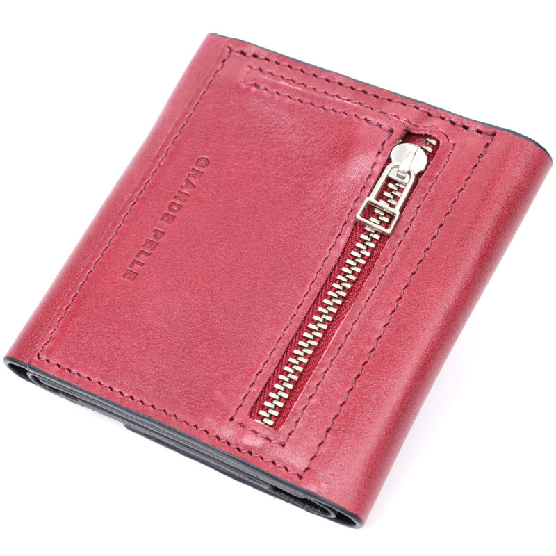 Стильний невеликий гаманець із натуральної шкіри GRANDE PELLE Бордовий