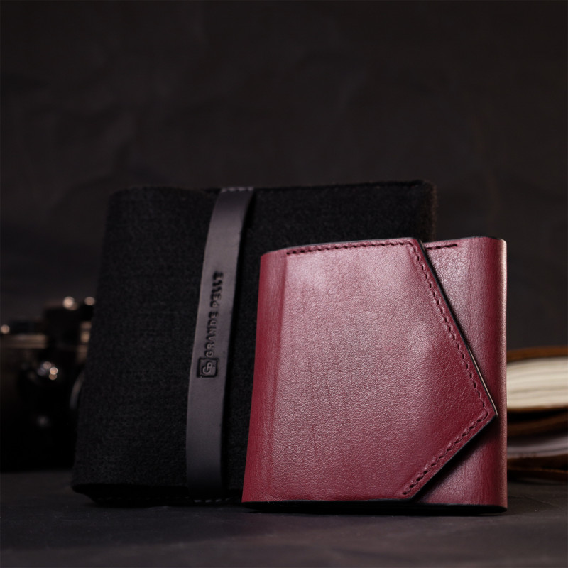 Стильний невеликий гаманець із натуральної шкіри GRANDE PELLE Бордовий