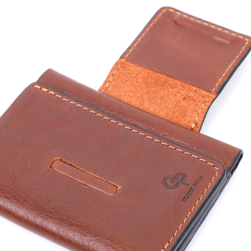 Невеликий гаманець з натуральної шкіри в три додавання GRANDE PELLE Коричневий