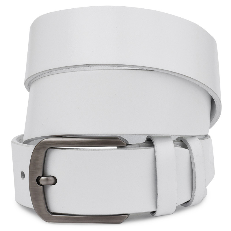 Ремень кожаный унисекс Vintage Белый