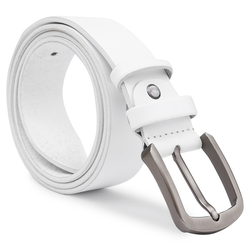 Ремень кожаный унисекс Vintage Белый