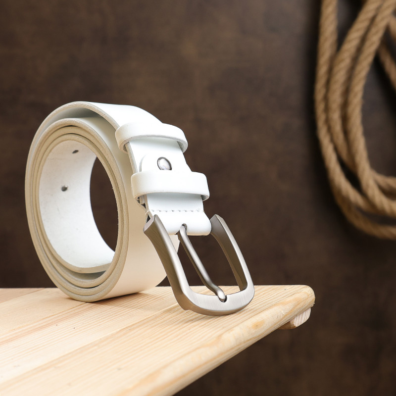 Ремень кожаный унисекс Vintage Белый