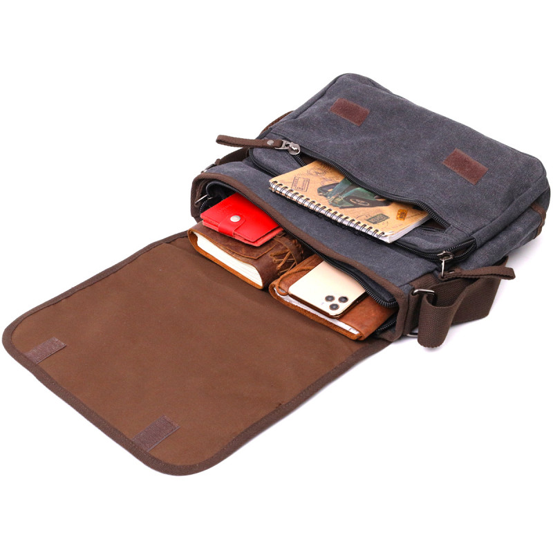 Сумка через плечо для ноутбука " из плотного текстиля Vintage Черный