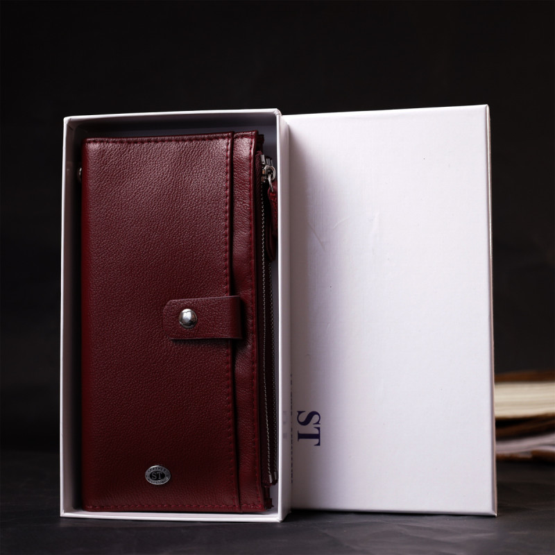 Стильный и яркий женский кошелек-клатч ST Leather Бордовый