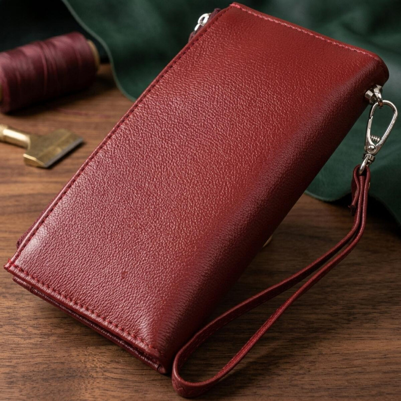 Стильный и яркий женский кошелек-клатч ST Leather Бордовый