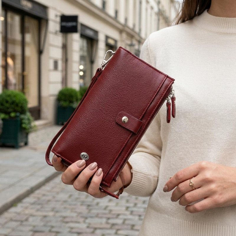 Стильный и яркий женский кошелек-клатч ST Leather Бордовый