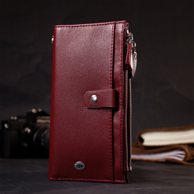Стильный и яркий женский кошелек-клатч ST Leather Бордовый