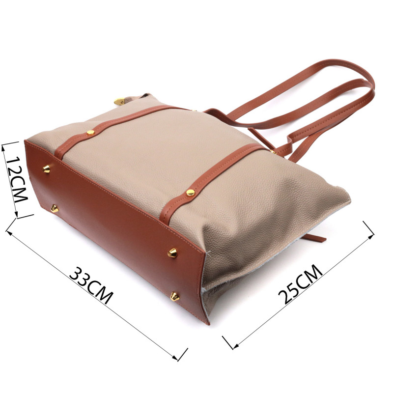 Оригінальна двокольорова сумка жіноча з натуральної шкіри Vintage Бежева