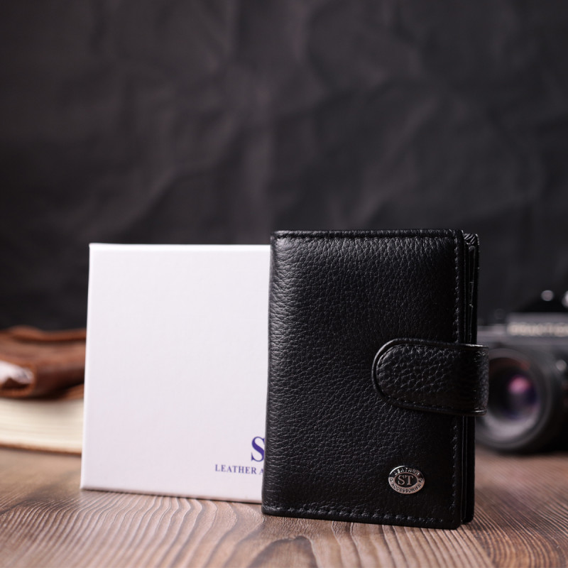 Надежная визитница из натуральной кожи ST Leather Черный
