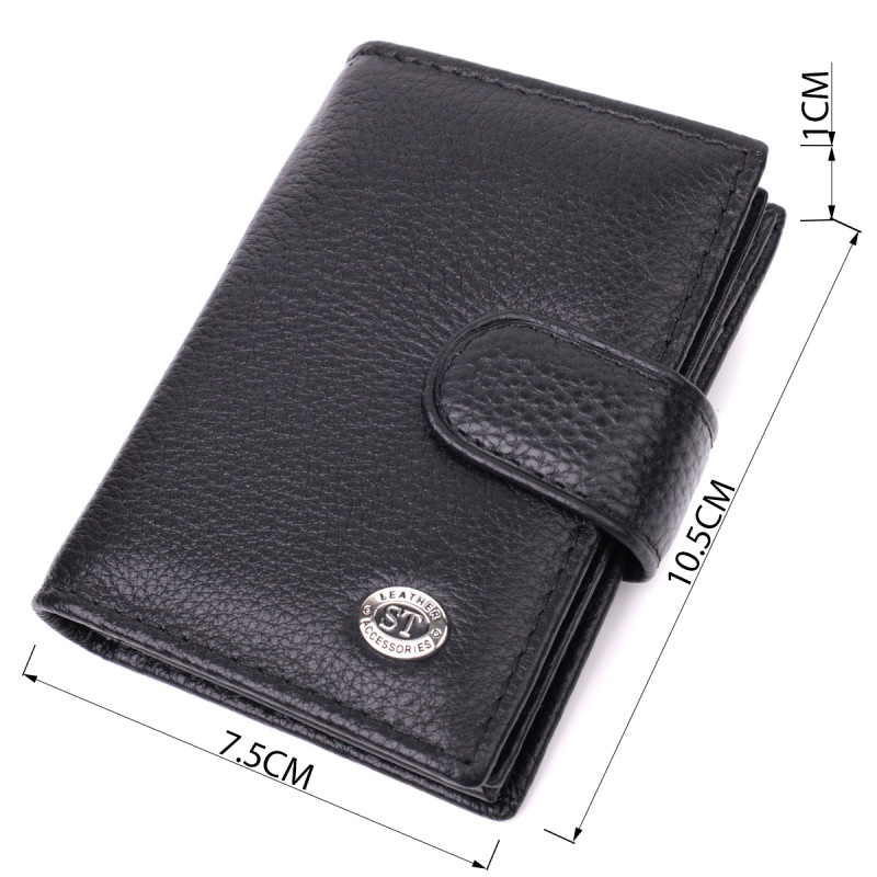 Надежная визитница из натуральной кожи ST Leather Черный