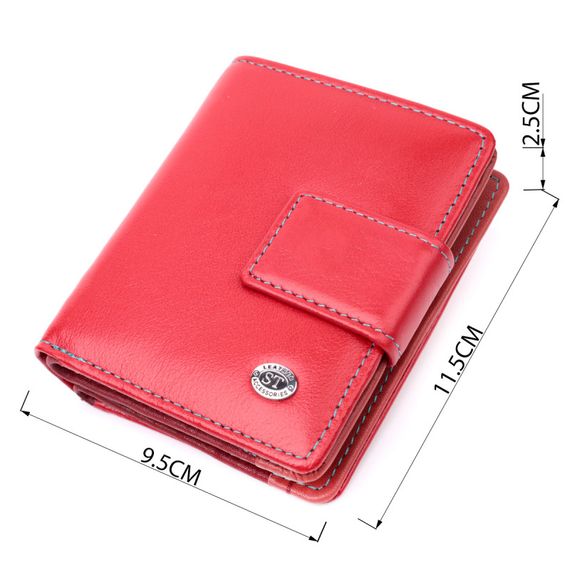 Женский вертикальный компактный кошелек из натуральной кожи ST Leather Красный