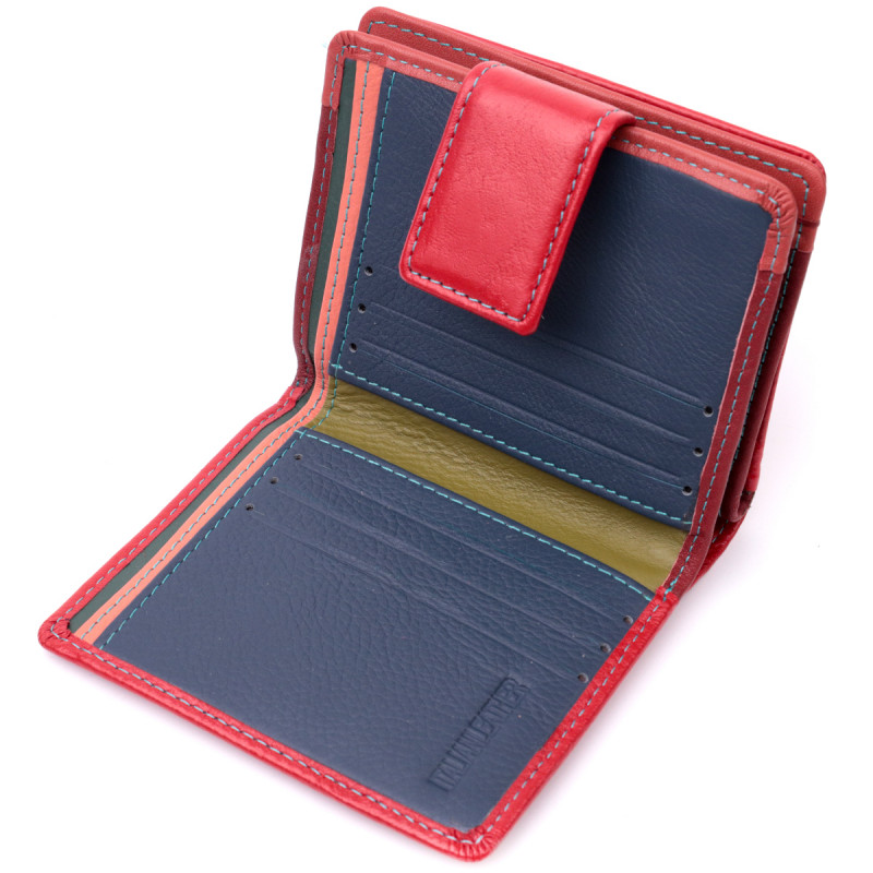 Женский вертикальный компактный кошелек из натуральной кожи ST Leather Красный