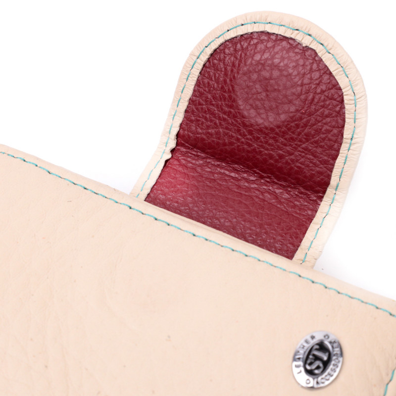 Оригинальное кожаное портмоне с монетницей снаружи для женщин ST Leather Белый