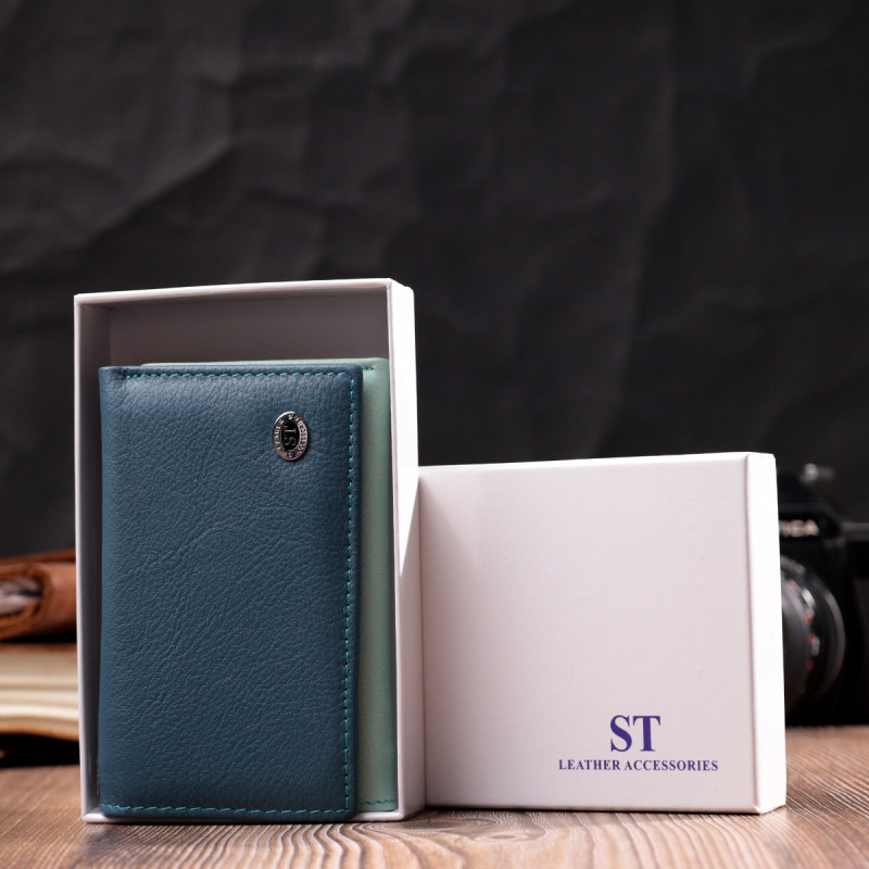 Современный женский кошелек из качественной натуральной кожи ST Leather Разноцветный