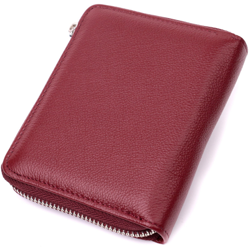 Портмоне для женщин на молнии из натуральной кожи ST Leather Бордовый