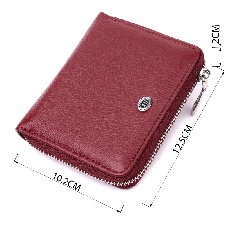 Портмоне для женщин на молнии из натуральной кожи ST Leather Бордовый