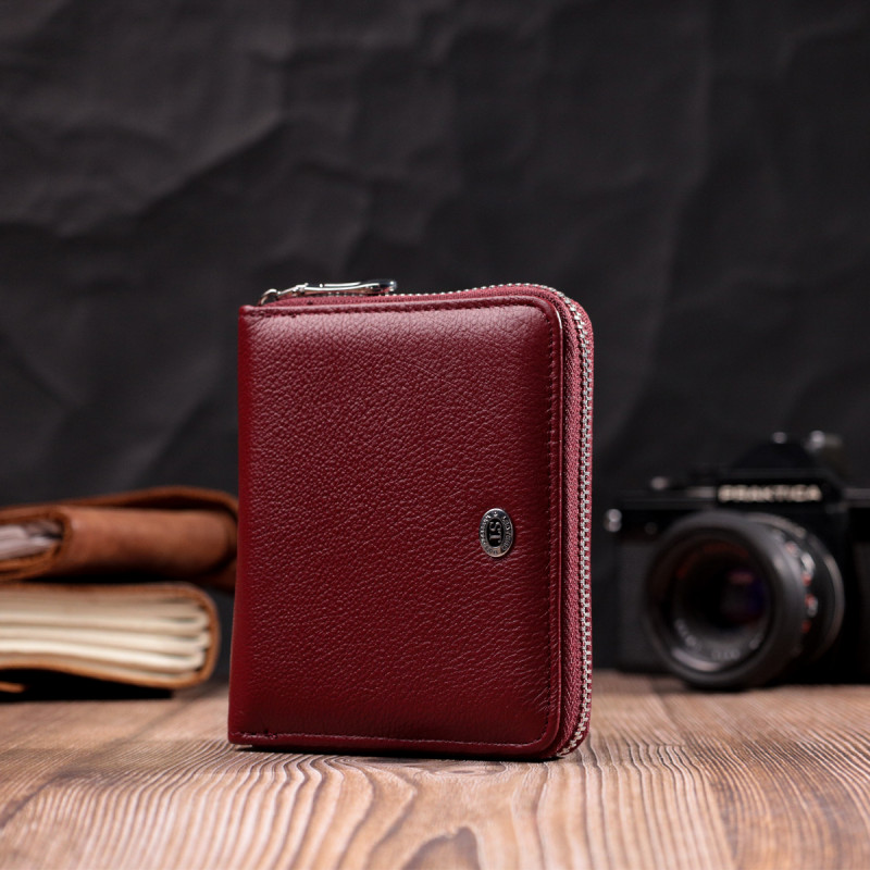 Портмоне для женщин на молнии из натуральной кожи ST Leather Бордовый