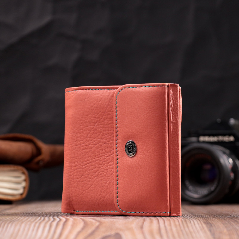 Яркий женский кошелек среднего размера из натуральной кожи ST Leather Оранжевый