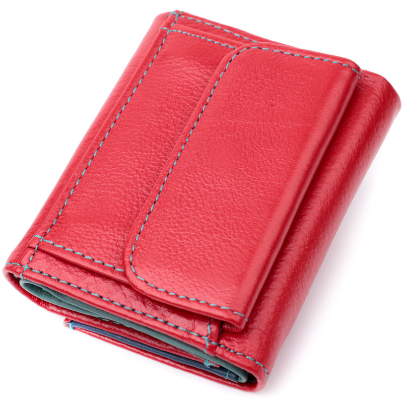 Яркий маленький кошелек для женщин из натуральной кожи ST Leather Красный