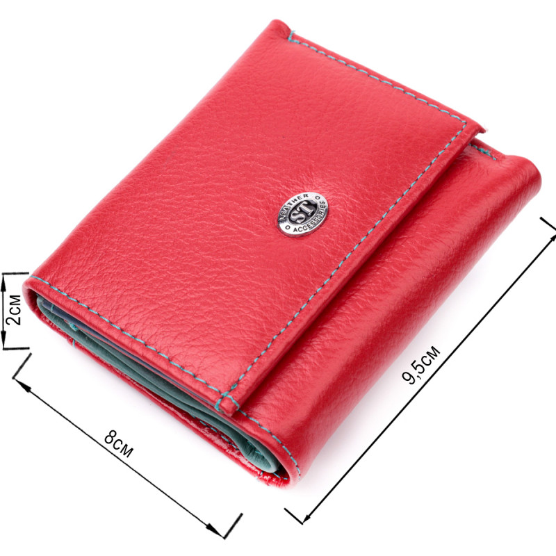 Яркий маленький кошелек для женщин из натуральной кожи ST Leather Красный