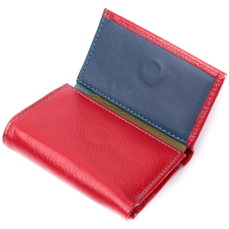 Яркий маленький кошелек для женщин из натуральной кожи ST Leather Красный