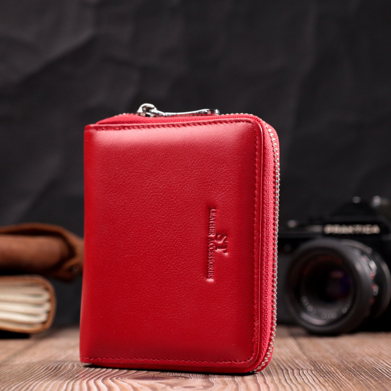 Симпатичный женский кошелек из натуральной кожи ST Leather Красный