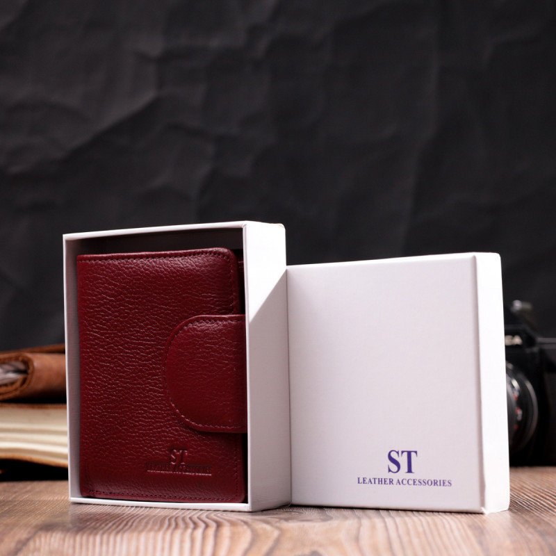 Женский кошелек вертикального типа из натуральной кожи ST Leather Бордовый