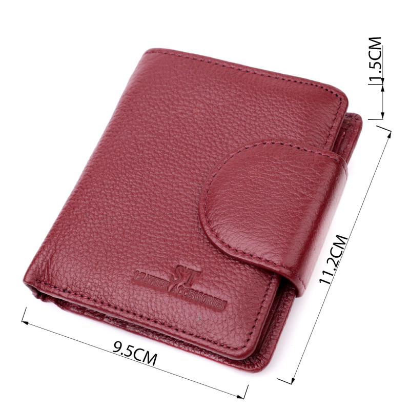 Женский кошелек вертикального типа из натуральной кожи ST Leather Бордовый