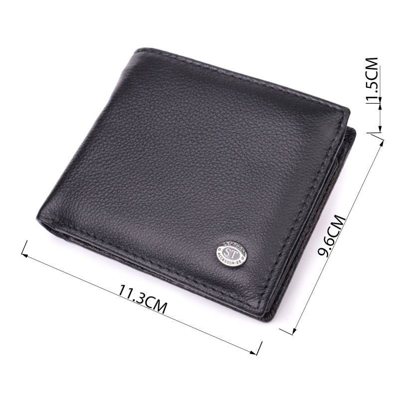 Стильный мужской кошелек из натуральной кожи ST Leather Черный