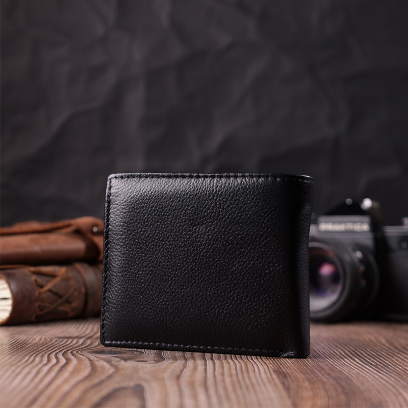 Стильный мужской кошелек из натуральной кожи ST Leather Черный